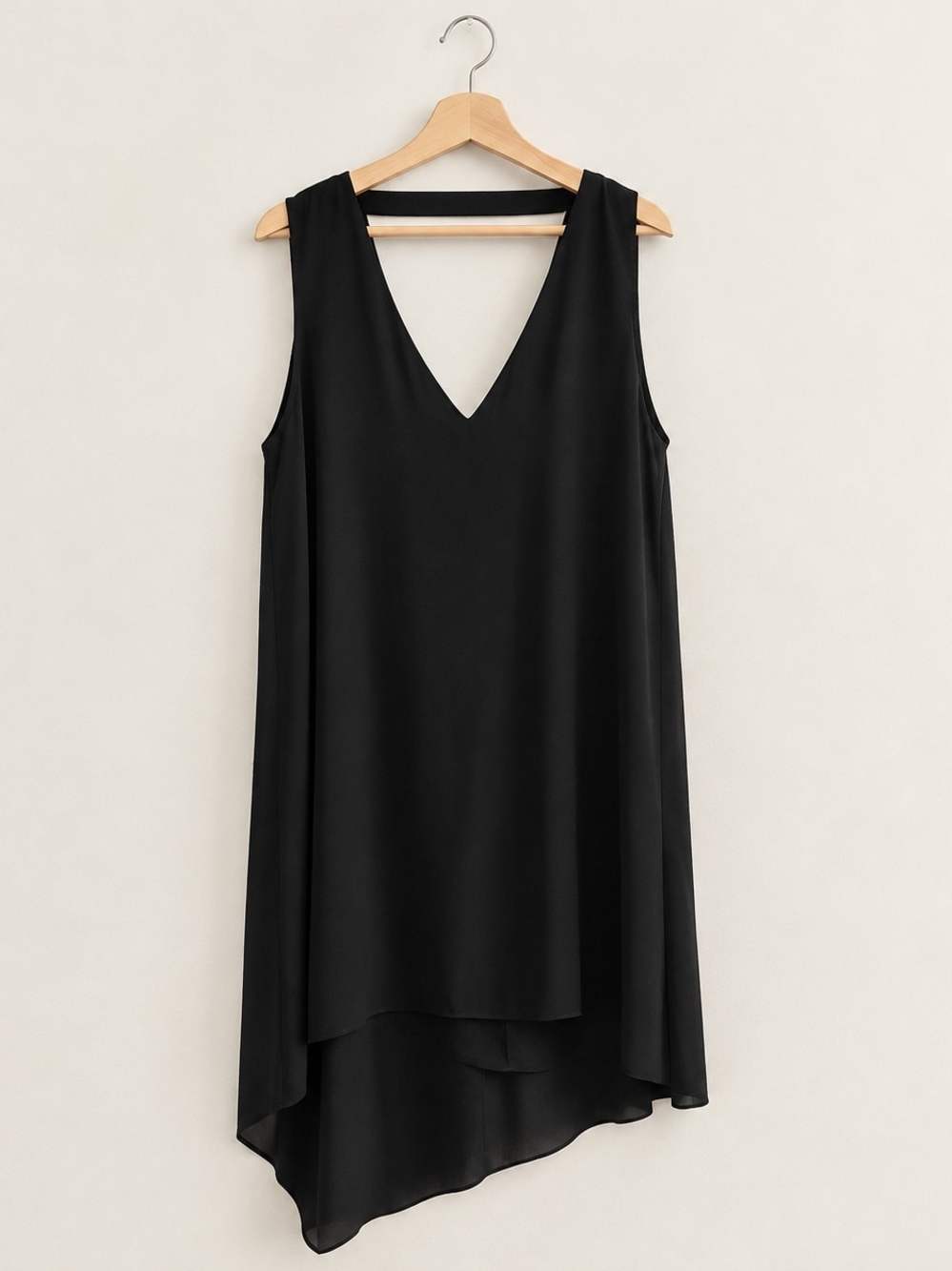 BCBGMaxAzria Shana  Asymmetrical Hem Dress Sz L Little Black Dress Ruffle Drape